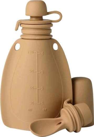 Mininor siliconen hervulbaar knijpzakje met lepel roe deer - 1 stuk
