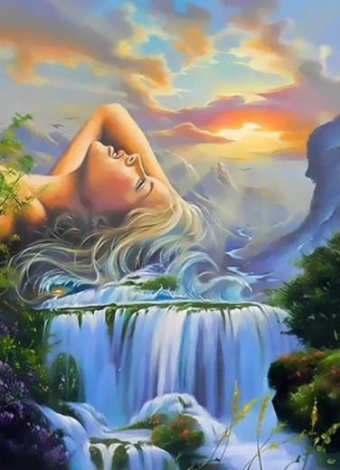 Diamond painting – meisje en waterval 30 × 40 cm