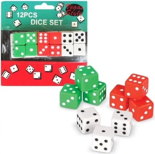 Gekleurde dobbelstenen (12 stuks)