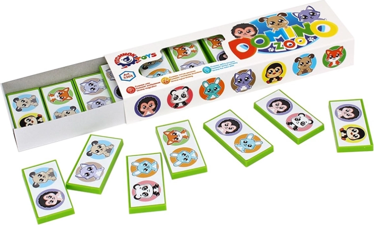 Domino met dieren in een doosje