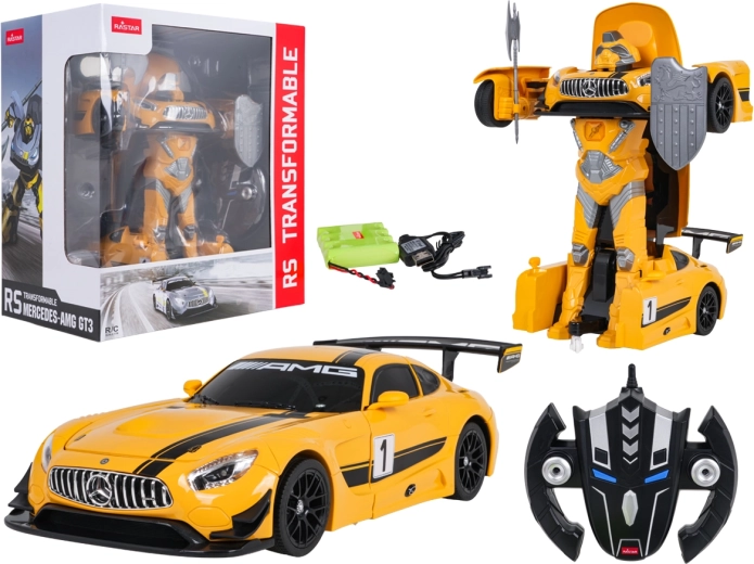 Afstandsbedienbare auto en robot 2-in-1 Mercedes-AMG GT3 RASTAR geel