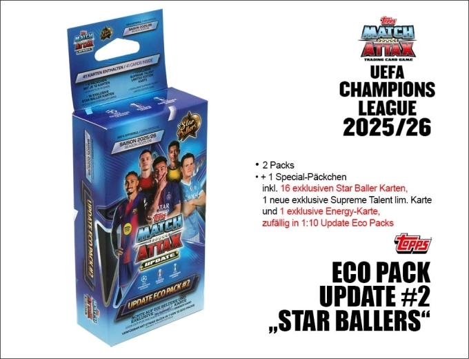 Topps UEFA Champions League Match Attax 2025/2026 update #2 eco pack star ballers