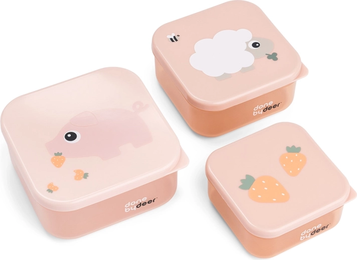 Done by Deer set snackdoosjes Tiny farm roze 3 stuks