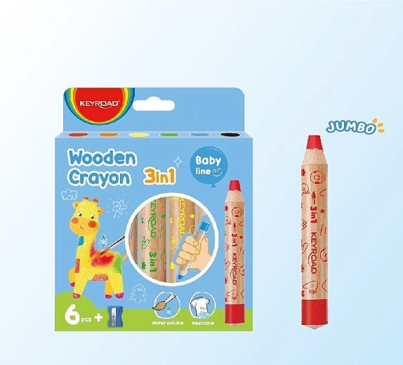 Aquarelpastels 3-in-1 KEYROAD, set van 6 kleuren