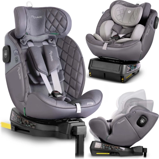Kinderautostoel Nukido Prestige Line grijs 40–150 cm i-Size met ISOFIX en draaibare basis