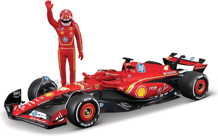 Bburago model F1 Ferrari SF-24 (2024) met coureursfiguur Charles Leclerc 1:24