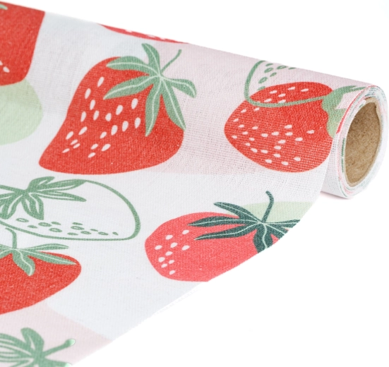Decoratieve tafelloper met motief van bosaardbeien 180 × 28 cm