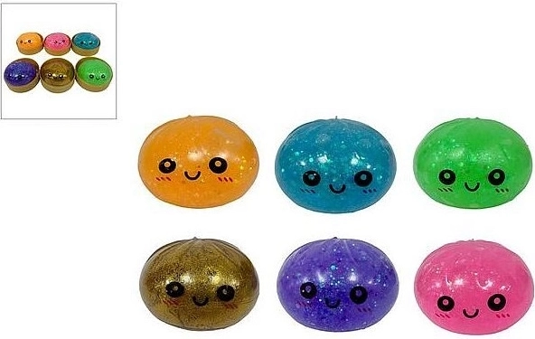 Glitter dumpling knijpbal in mandje (verrassing) - 1 stuk