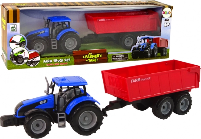 Tractor met afneembare aanhanger – blauwe boerderijset voor kinderen