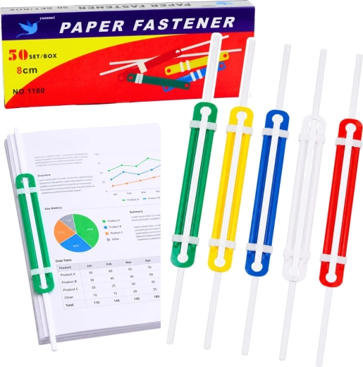 Documentklemmen (archiefclips) 8 cm, 50 stuks, mix kleuren