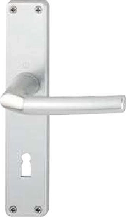 Deurklink met schild BIRMINGHAM voor sleutel 72 mm, aluminium, zilver