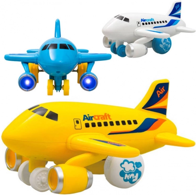 Vrolijk trekvliegtuigje met licht en geluid