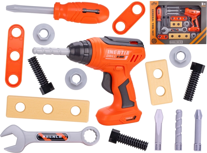 Kindergereedschapsset met boormachine, 16 stuks in een doosje
