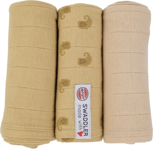 LODGER swaddler Flame tribe set 3 stuks 70 × 70 cm sand
