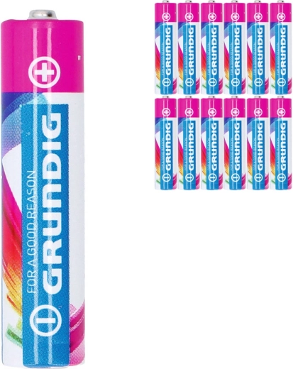 Alkaline batterijen Grundig AAA LR03 1,5 V – set van 12 stuks (uitverkoop, vervaldatum 2024)