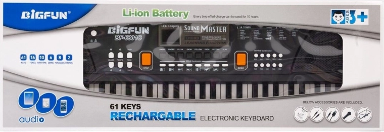 Elektronisch kinderkeyboard met microfoon 61 toetsen, 42 ritmes - 1 stuk