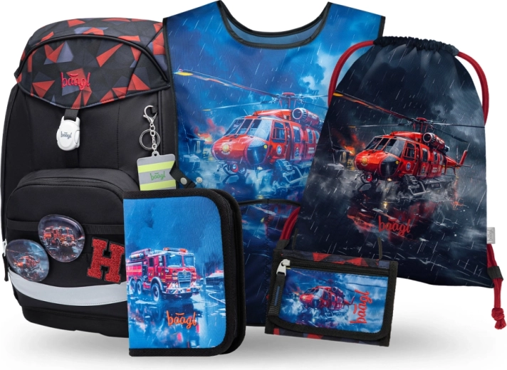 Baagl schoolset Airy Plus Redders – rugzak, etui, zak, schort en portemonnee