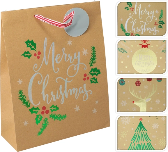 Cadeautas kerst L 32 × 26 × 10 cm – mix van decoraties