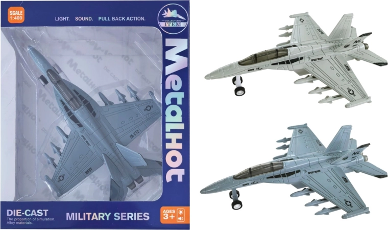Metalen model gevechtsvliegtuig F/A-18 Hornet 1:400 met geluid en licht