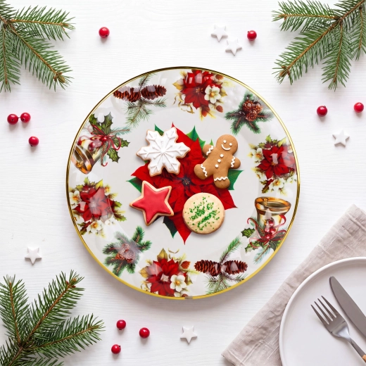 Kunststof kerstbord met kerststermotief, 37,5 cm
