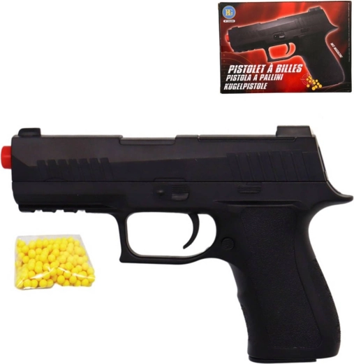 Kinder kogeltjesrevolver 20 cm zwart met munitie - 1 stuk