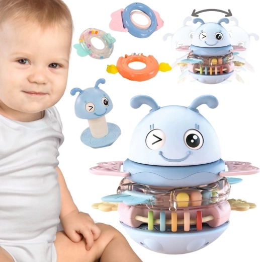 Woopie sensorische rammelaar en bijtring voor kinderen, bij 2-in-1