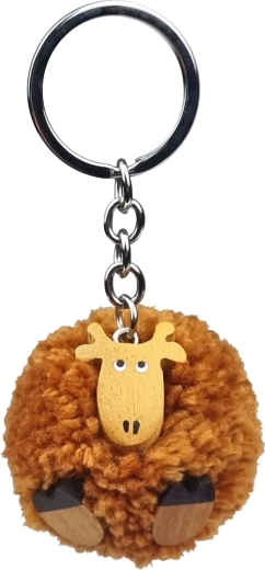 Houten Sleutelhanger Giraffe met Pompon