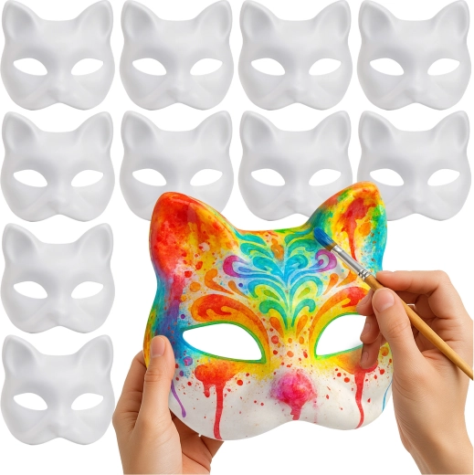 DIY kattenmaskers om te schilderen RUHHY – set van 10 stuks