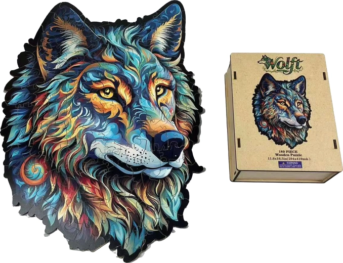 Houten puzzel wolf