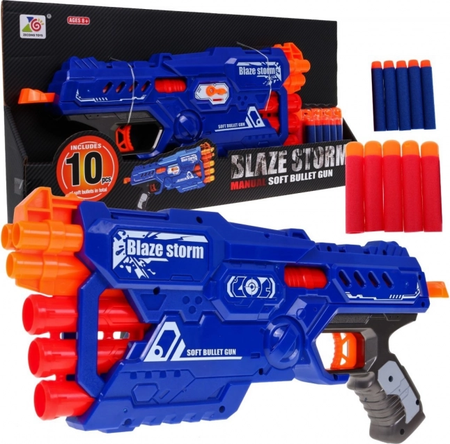 6-loops kinderblaster BLAZE STORM met 10 foamkogels, handmatig