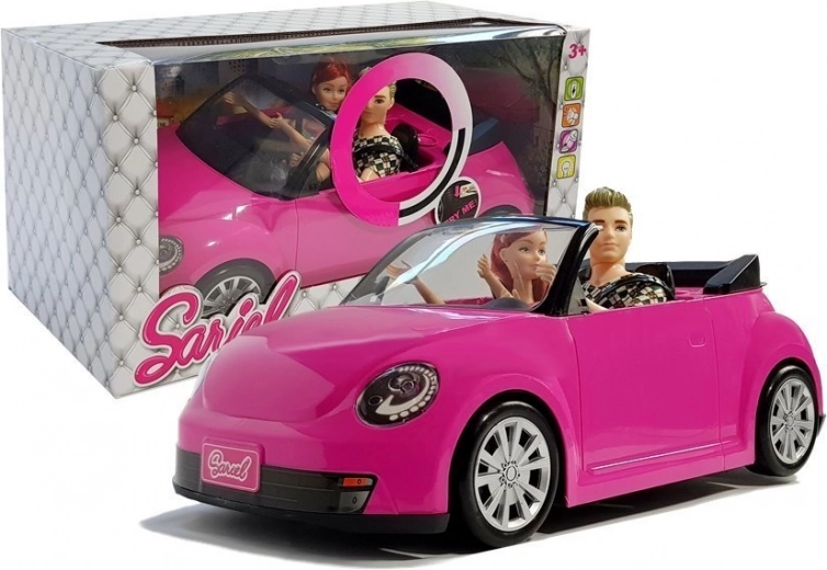 Poppenauto Coupé met geluid en licht 43 cm roze