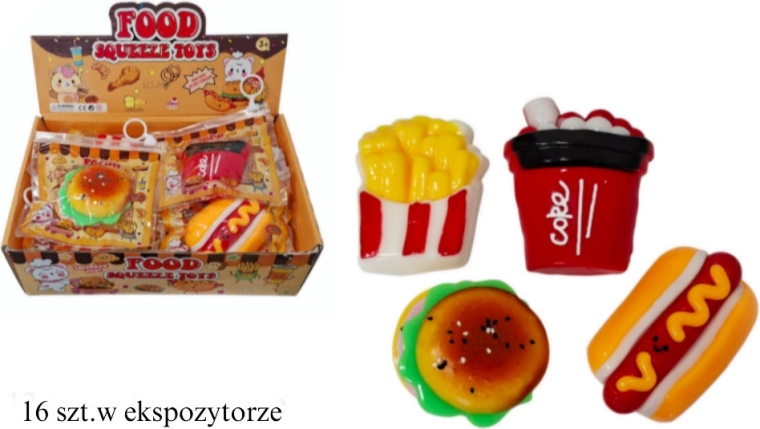 Antistress-knijpspeeltjes Fast Food Mix - 3 stuks