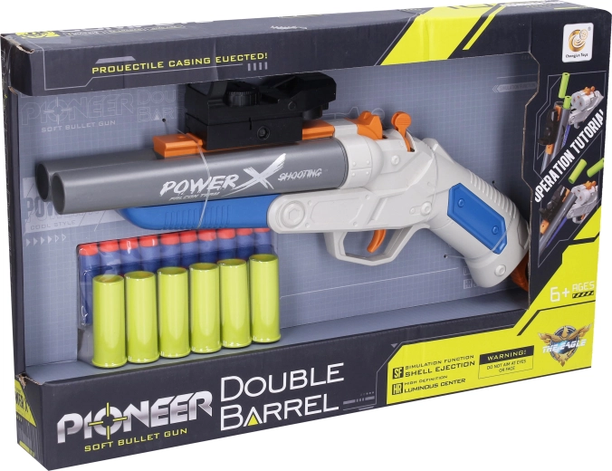Geweer Pioneer Double Barrel met schuimkogels en hulzen 37 cm - 1 stuk