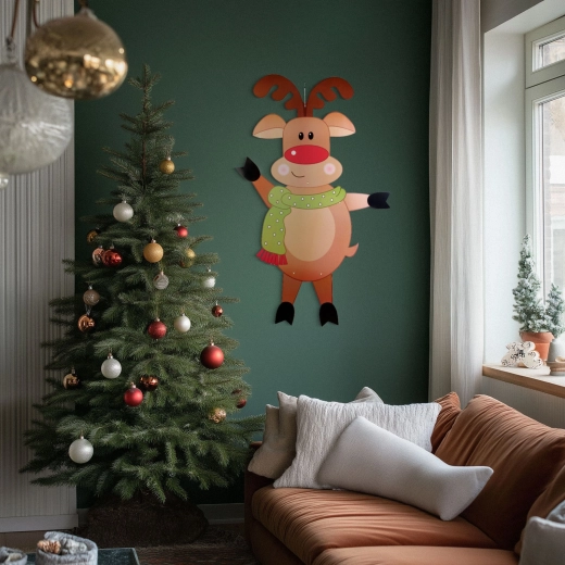 Kerstdecoratie van papier in de vorm van een rendier, 90 cm