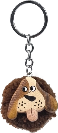 Houten sleutelhanger Pompon Hond