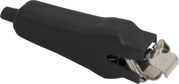 Extra grote krokodillenklem met zwarte PVC-isolatie, 70 mm