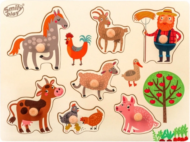 Houten inlegpuzzel – boerderijdieren