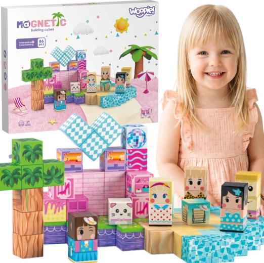 Woopie magnetische blokken – 3D educatieve bouwset 86 stuks (Montessori) voor kinderen vanaf 3 jaar
