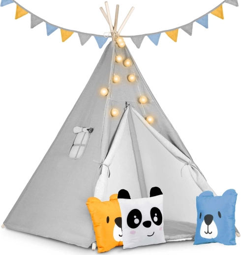 Kinder-tipi met lichtjes Nukido – grijs