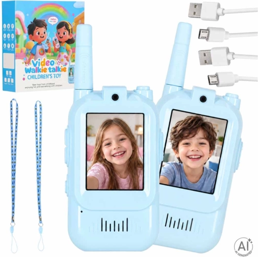 Blauwe videowalkietalkies voor kinderen - 2 stuks