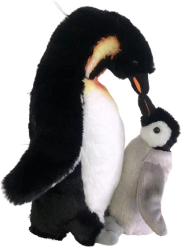 Pluchen pinguïn met jong 28 cm