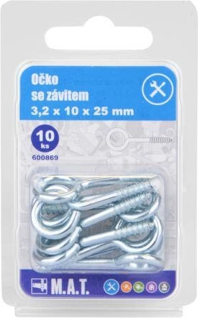 Gesloten oog met schroefdraad 25 × 10 × 3,2 mm, zink (10 stuks)