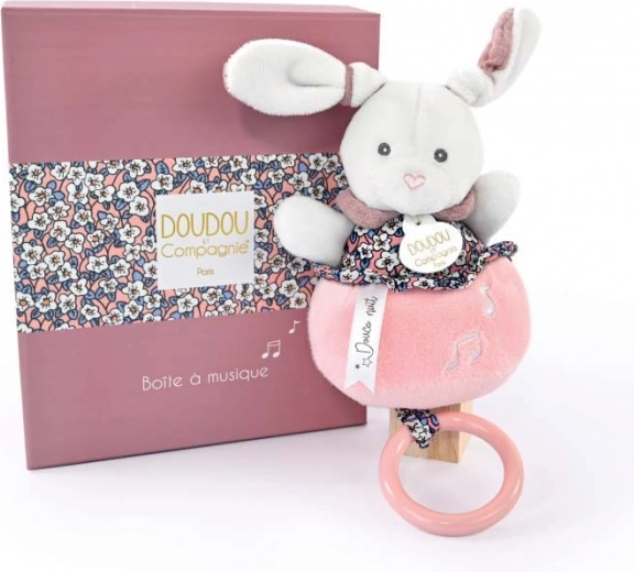 Doudou cadeauset – roze pluche konijntje met melodie 20 cm
