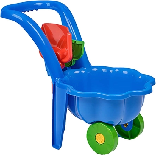 Kinder kruiwagen met schep en hark BAYO Madeliefje blauw