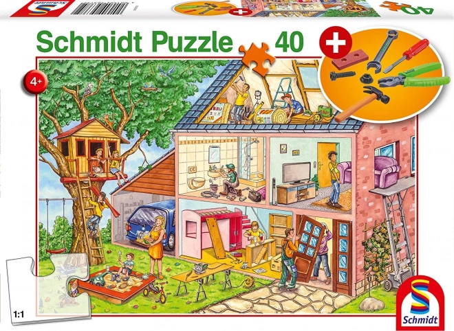 Schmidt puzzel IJverige ambachtslieden 40 stukjes met kindergereedschap