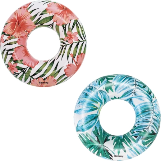 Bestway opblaasbare zwemband met tropisch patroon 119 cm – Blauw