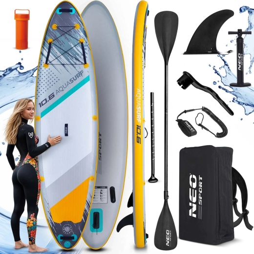 Opblaasbaar paddleboard AQUASURF 10'6 (320 × 84 × 15 cm) met Neo‑Sport set