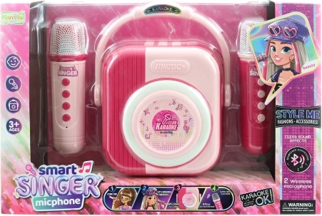 Karaokeset met 2 bluetoothmicrofoons – roze