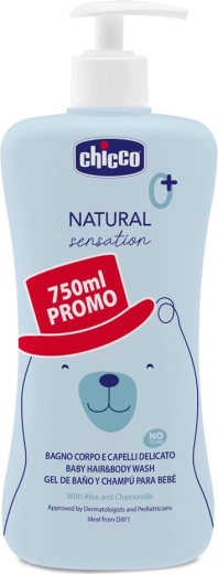 Chicco shampoo voor haar en lichaam Natural Sensation met aloë en kamille 750 ml