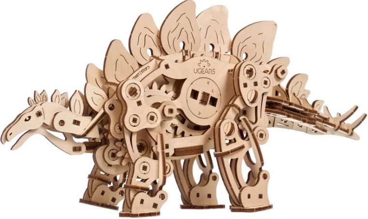 Houten mechanische puzzel stegosaurus